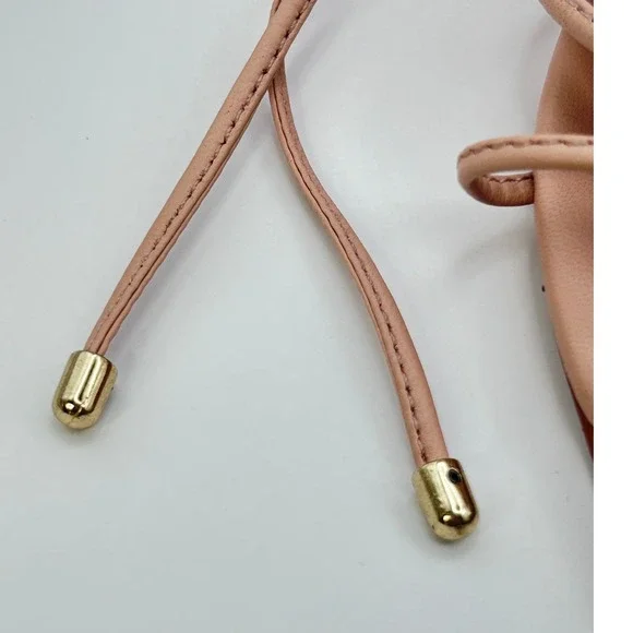 Schutz Hana Mid Sweet Rose Pink Leather Lace Up Gold Tip Pointed Toe Heels 7.5B - Picture 11 of 11